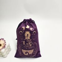 Pochette à cordon en velours violet doux au toucher avec logo personnalisé, réutilisable pour l'emballage de bijoux et de cartes de tarot