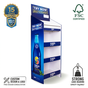 Présentoir en carton robuste à 4 niveaux à haute conversion pour la vente au <span class=keywords><strong>d</strong></span>étail de bouteilles <span class=keywords><strong>d</strong></span>'alcool dans les zones promotionnelles des supermarchés - Product Image 1