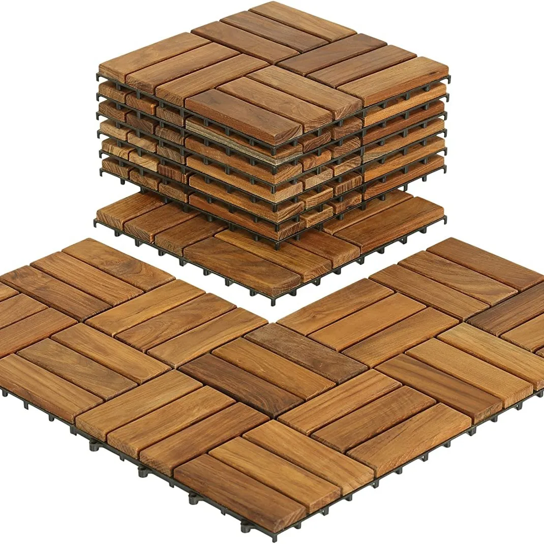 Acacia Wood Interlocking Deck Tiles for Outdoor Patio and Floors Flooring In Stock Ready Export