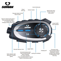 Casque SOMAN avec caméra HD BT, enregistreur, interphone, haut-parleurs, écouteurs pour moto, casque pour motards, 500M, S8