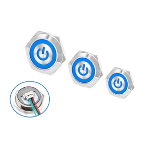 Công tắc nút bấm kim loại 16/19/22mm với biểu tượng nguồn LED vòng đèn-Công tắc xúc giác Tự đặt lại tạm thời - Product Image 3