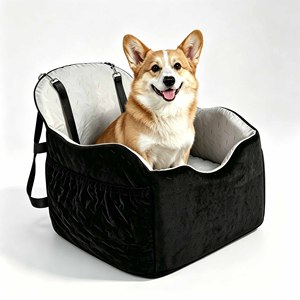Asiento de coche para perros, cojín de viaje de lujo para mascotas, alfombrilla elevadora para cachorros, conjunto de arnés con cinturón para coche, asiento de coche para perros - Product Image 1