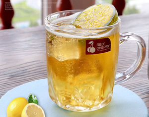 Tazas <span class=keywords><strong>de</strong></span> Vidrio Transparentes con Asa para Agua, Jugo, Té, Cerveza, 235 ml, Venta al por Mayor del Fabricante, Color Rojo Cereza - Product Image 4