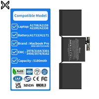 Batterie de remplacement pour ordinateur portable MacBook Pro 2016-2017 13 pouces A1708/A2159/A2289/A2338 5100mAh Batterie au lithium en stock