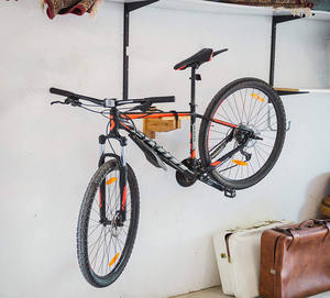Garage indoor wooden storage holder bicycle rack bamboo mountain shifte wall mount bike hanger