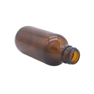 Flacone contagocce in vetro ambrato Boston Round da 2 once con tappo in bachelite nera - Product Image 1