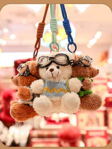 Ours en peluche pour la Saint-Valentin, vente en gros, porte-clés ours en peluche avec lunettes, vêtements, pull, peluche pilote, porte-clés en peluche - Product Image 5