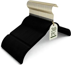 Cintres en velours noir antidérapants, durables, fins, gain de place, cintres en feutre avec rotation à 360° dorée ° Crochet pivotant pour manteaux - Product Image 1