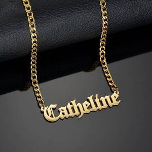 Go Party personalizado antiguo nombre en <span class=keywords><strong>inglés</strong></span> collar pulsera de acero inoxidable deslustre libre impermeable joyería placa de identificación collares con letras - Product Image 4