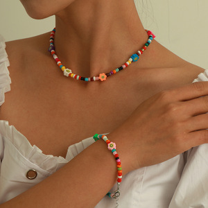 BINSHUO gioielli con perline <span class=keywords><strong>di</strong></span> semi bohémien da donna regalo con colletto in acrilico Charm <span class=keywords><strong>collana</strong></span> e bracciale in resina margherita - Product Image 6