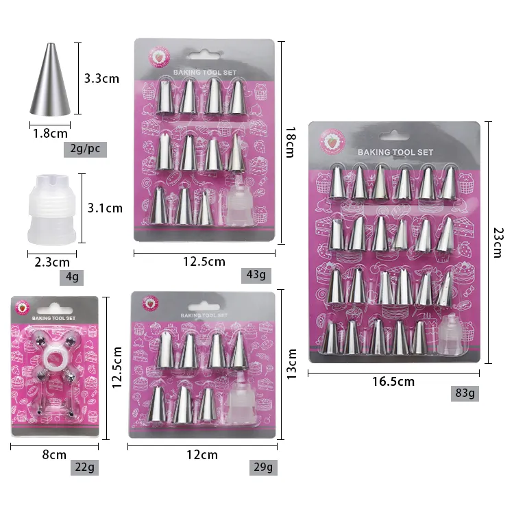 스테인레스 스틸 배관 팁 세트 설탕 장식 팁 노즐 장식 팁 케이크 장식 변환기