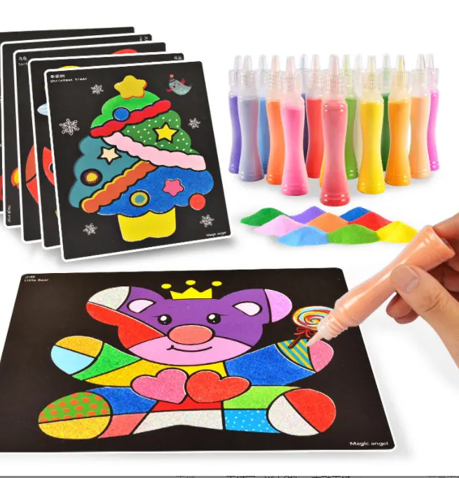 Personalizado niños arena pintura reutilizable rascar pegatinas tarjetas para colorear libro de pintura