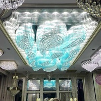 Lustre carré moderne en cristal LED de luxe personnalisé, éclairage décoratif pour hôtel, villa, hall, projet personnalisé, lampe de plafond