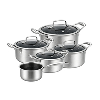 Lot de 10 casseroles et marmites en acier inoxydable 304, motif nid d'abeille, antiadhésives, robustes, pour pâtes et soupes