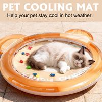 Lit d'eau rafraîchissant pour chien et chat, motif dessin animé moderne, tapis gonflable épaissi pour animaux de compagnie, forme ronde, utilisation intérieure/extérieure, été