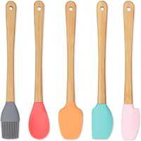 2024 nouveaux produits cuisine bas bon prix Mini fabricant résistant à la chaleur petit 5 pièces ensemble de spatule en Silicone avec manche en bois