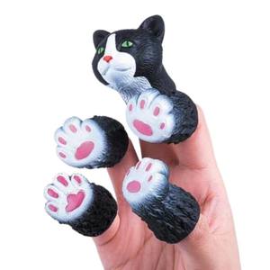 Set de Marionetas de Mano y Dedo de Animales de Vinilo (Esquilo, Panda, Perro, Gato Negro) para Niños, Accesorio de Escenario - Product Image 1