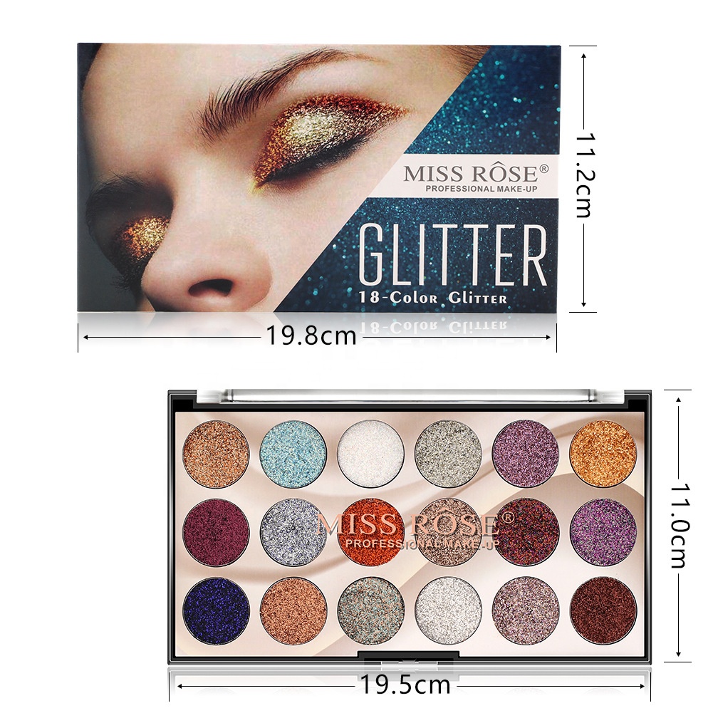 Low MOQ OEM/ODM personalizzato MISS ROSE 18 colori Waterproof Eye Shadow primer glitter Palette Shimmer Makeup