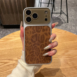 Original Leather Leopard pattern Phone case for <b>iPhone</b> 17 16 15 14 Pro Max <b>Camera</b> Glass Animal Lens Frame Converted Back <b>Cover</b> - Product Image 4