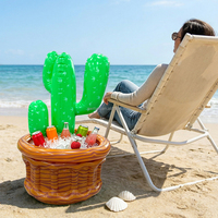 Seau à glace gonflable en PVC en forme de cactus pour l'été, idéal pour les fêtes, les boissons, la bière, le cola, les barbecues et comme support de boissons au bord de la piscine