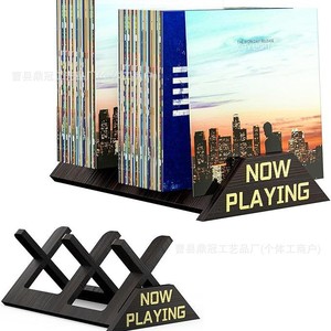 Wooden Vinyl <b>Record</b> Display Rack Foldable Now Playing Sign CD Storage Shelf Living Room Decor Multi Functional Portable <b>Stand</b> - Product Image 1