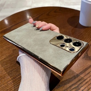 เคสโทรศัพท์หนัง PU คุณภาพสูง ชุบโลหะลายหนังแกะ พร้อมเลนส์โลหะ สำหรับ Samsung S25 Ultra S23 S22 Plus S24 Ultra - Product Image 5
