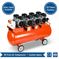 Compresseur d'air électrique industriel professionnel 3,2 kW 220 V sans huile, refroidi par air, silencieux