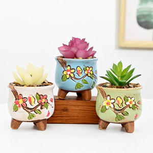 Maceta para <span class=keywords><strong>Suculentas</strong></span> HY2, Maceta Coreana Pintada a Mano, Mini Maceta <span class=keywords><strong>de</strong></span> Cerámica para Hogar, Escritorio, Balcón, Jardín - Product Image 3
