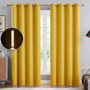 Высококачественные желтые плотные однотонные мягкие термоизолированные затемняющие готовые шторы для дома