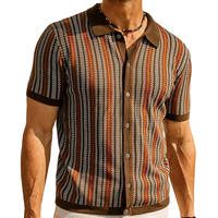 Sommerliches, hochwertiges gestreiftes Jacquard-Strickhemd für Herren, Großhandel OEM Business Kurzarm-Strick-Polohemden für Herren