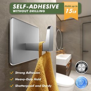 Crochets adhésifs 15 lb <span class=keywords><strong>max</strong></span>, sans perçage, sans dommage, en acier inoxydable SUS304, étanches, résistants à l'huile et à la rouille, pour salle de bain - Product Image 3