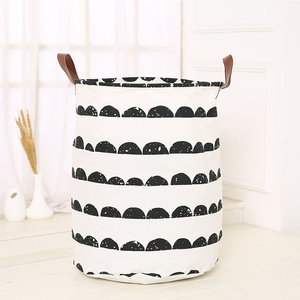 Cute Home Organization Foldable Cotton Linen Storage Clothes Laundry Basket
