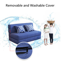 Futón Plegable Multiusos, Sofá Cama Individual Extraíble de Tela Económico para Día y Noche