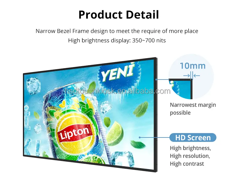 Panneau de menu numérique de 32 pouces pour intérieur, mural, écran publicitaire LCD bon marché, signalisation numérique pour intérieur