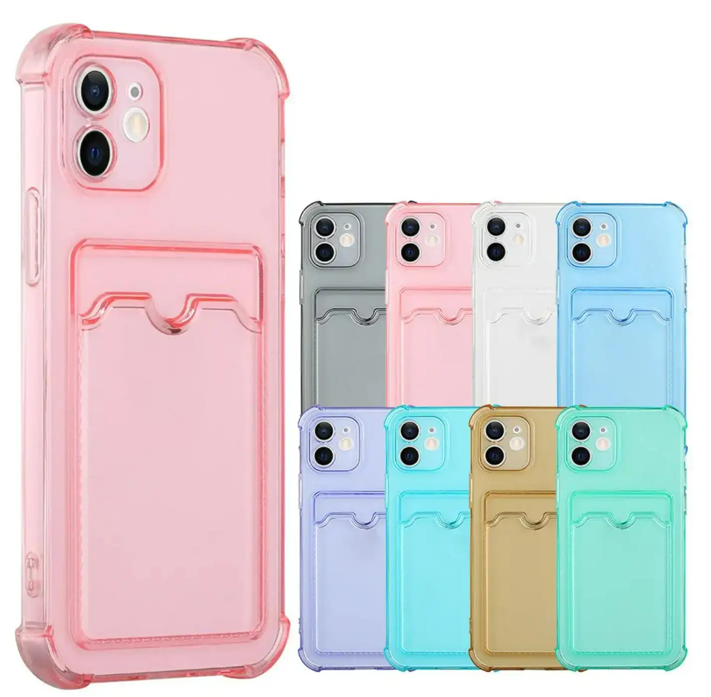 Wholesale Jelly Color Clear Card Socket Soft Tpu Phone Case For IPhone 13