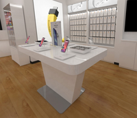 Comptoirs de peinture blanche pour boutique IT design personnalisé présentoir de boutique de téléphonie mobile blanc mat style Samsung