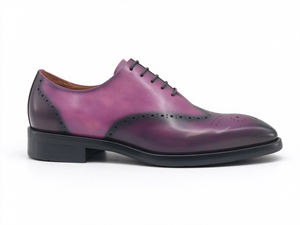 Chaussures habillées Oxford en cuir véritable pour hommes, dégradé violet, à lacets, pour affaires, fêtes et mariages - Product Image 5