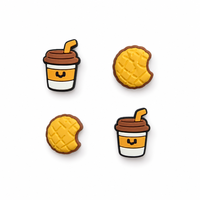 Lot de breloques personnalisées en PVC sur le thème des aliments (café, biscuits, dessins animés) en boîte colorée 03 Fujian pour boucles de sabots et pendentifs de sac mignons