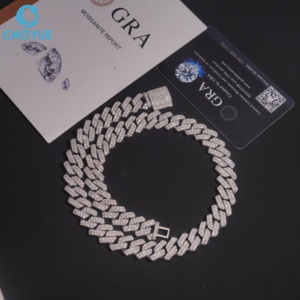 Collier cubain de luxe entièrement pavé de moissanite créée en laboratoire, en argent sterling 925, pierres hautement scintillantes, bijoux fins pour mariage - Product Image 2