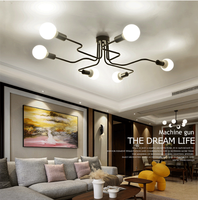 Lampe suspendue LED rétro E27, style Art déco moderne, en fer forgé, multi-bras, pour la décoration du plafond du salon