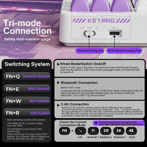 LingBao K87 Pro Teclado mecánico Tres modos Inalámbrico Gami RGB - Product Image 6