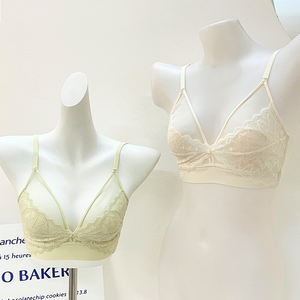 Sous-vêtements confortables floraux sans fil ajustement Triangle tasse Sexy bustier tubulaire Bralette Push up Sexy grande taille dentelle soutien-gorge pour les femmes - Product Image 2