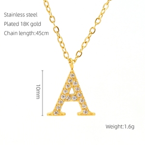 Hot Bán Thép Không Gỉ Đồ Trang Sức Mạ Vàng Bảng Chữ Cái Vòng Cổ Pha Lê Rhinestone Ban Đầu Chữ Mặt Dây Chuyền Vòng Cổ Cho Phụ Nữ - Product Image 5