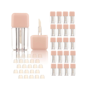 Tube de brillant à lèvres carré à coins arrondis en ABS, blanc et rose, avec grand applicateur, 6g, sérigraphie pour correcteur liquide – Grande Vente - Product Image 1