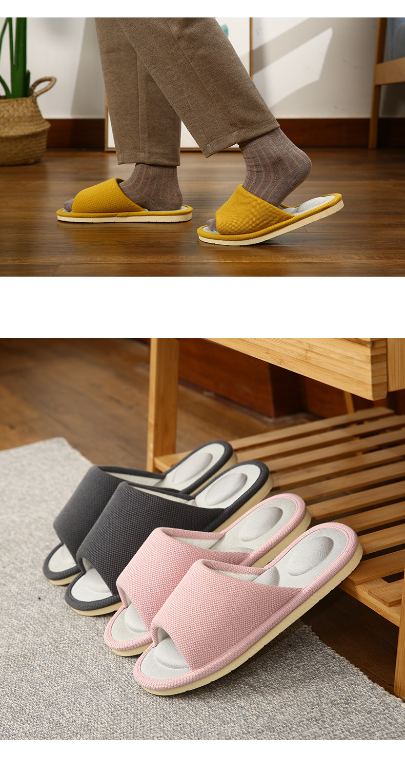 2023 New Linen Indoor Household Slippers Non-slip Couple Massage Slippers Wholesale
