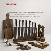 Couteaux de chef de luxe en acier VG10 plaqué Kurouchi avec manche en bois d'ébène, logo personnalisé OEM, ensemble de couteaux de cuisine japonais professionnels en gros