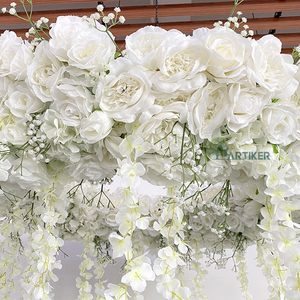 Decoración colgante de flores artificiales blancas románticas, Material de tela de nuevo diseño para boda, Navidad, Día de la madre y Año Nuevo - Product Image 3