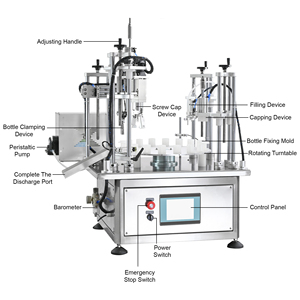 Machine de remplissage et de bouchage automatique à pompe péristaltique rotative pour flacons de parfum, d'huiles essentielles et de cosmétiques, avec bouchonneuse à vis pour laboratoire - Product Image 5