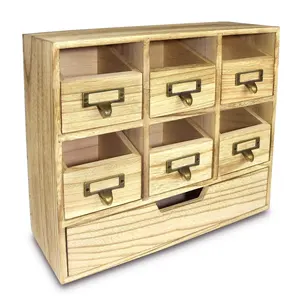 Cassetti da tavolo in legno e forniture artigianali armadio di stoccaggio sei cassetti scorrevoli e 1 porta etichette in metallo con cassetto inferiore grande