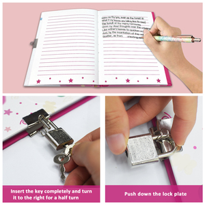 En stock, carnet <span class=keywords><strong>de</strong></span> notes <span class=keywords><strong>rose</strong></span> mignon, journal secret avec serrure et clé pour filles - Product Image 3